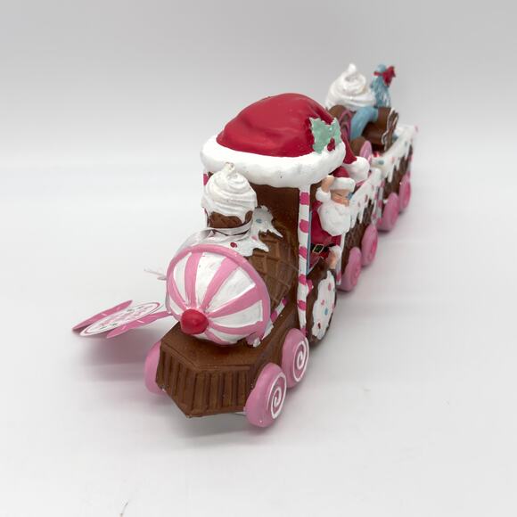 Peppermint Square Gingerbread Train With Santa Hat 13” Christmas Holiday NEW - Picture 2 of 8